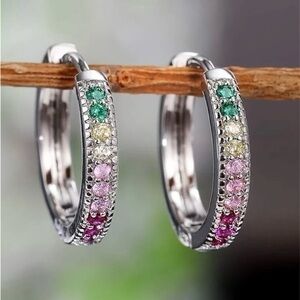 🆕 Multi Tourmaline Hinged Hoop Earrings